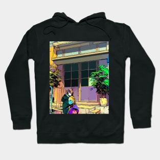 Funky colorful industrial building graphic design Hoodie